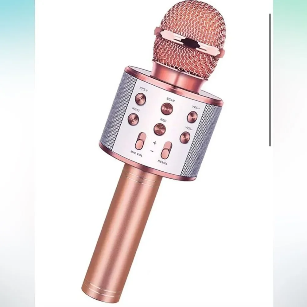 Wireless Bluetooth Karaoke Microphone,3 in 1 Karaoke Mic Speaker Rose Gold